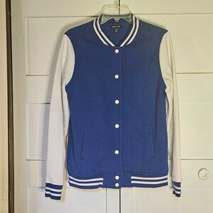 Sport Tek Mens or Womens Retro Blue White Fleece Varsity Jacket